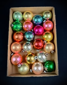Lot of 21 Vintage Glass Christmas Ornaments