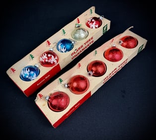 Vintage Franke Glass Christmas Ornaments, 2 Sets
