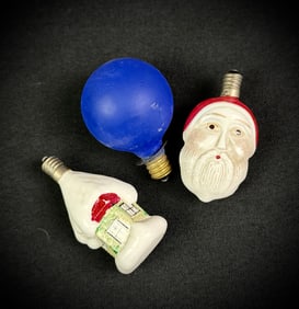 Lot of 3 Vintage Figural Christmas Light Bulbs