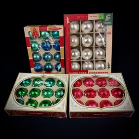 4 Boxes Vintage Glass Christmas Ornaments