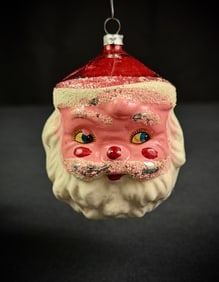 Vintage German Glass Santa Ornament