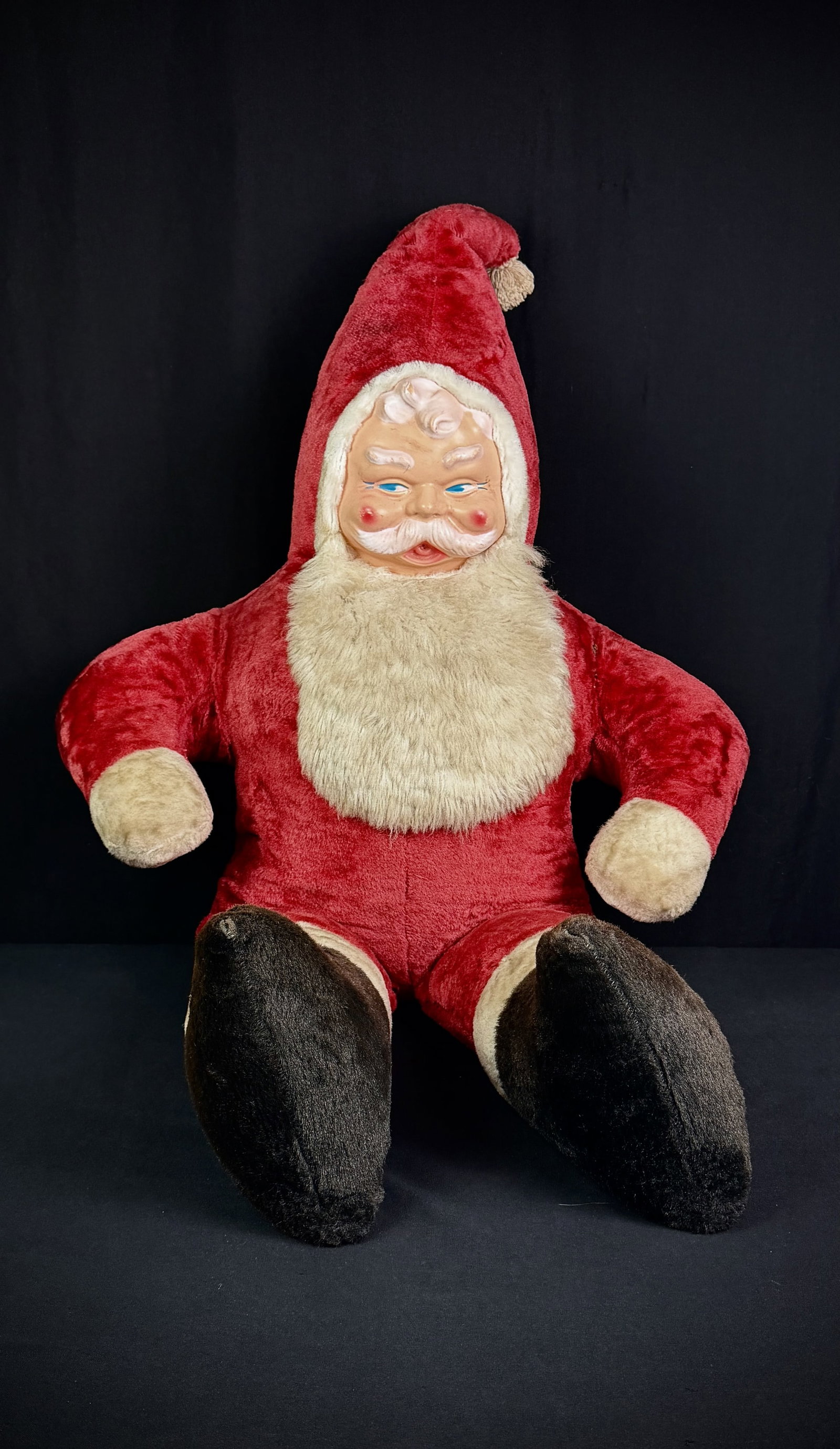 HUGE Mid-Century Plush Santa Claus Doll (1 of 7)
