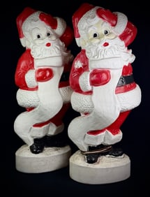 Pair of Vintage Santa Claus Blow Molds