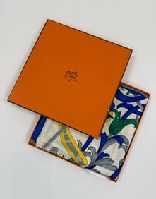 Vintage French Hermes Paris Silk Scarf w Box
