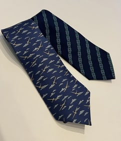 Two Vintage Hermes Paris French Silk Neck Ties