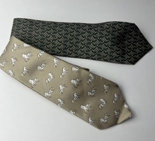 Two Vintage Hermes Paris French Silk Neck Ties