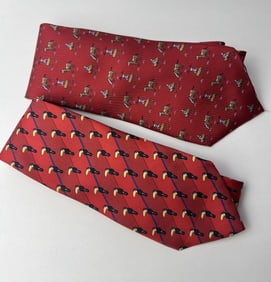 Two Vintage Hermes Paris French Silk Neck Ties