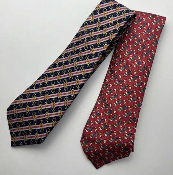 Two Vintage Hermes Paris French Silk Neck Ties (1 of 8)