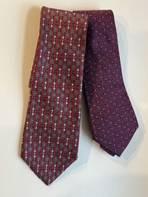 Two Vintage Hermes Paris French Silk Neck Ties