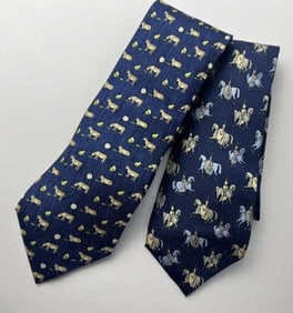 Two Vintage Hermes Paris French Silk Neck Ties