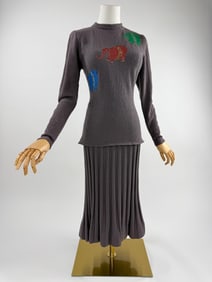 Vintage 1940s Mimi Pearce Knit Sweater Skirt Set