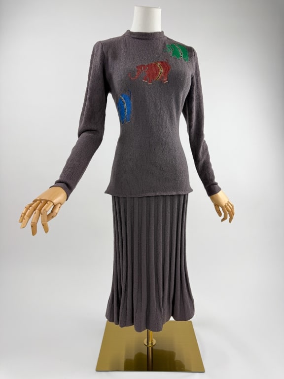 Vintage 1940s Mimi Pearce Knit Sweater Skirt Set (1 of 10)