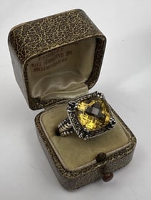 David Yurman Style Sterling & 14kt Citrine Ring