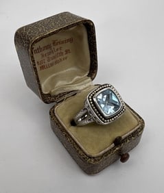 David Yurman Style Sterling & 14kt Topaz Ring