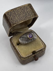David Yurman Style Sterling & 18kt Amethyst Ring