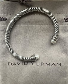 David Yurman Sterling Diamond & Pearl Bracelet