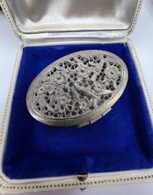 Antique Chinese Hallmarked Silver Reticulated Box