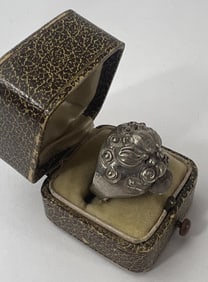 Antique Chinese Silver Dragon Ring w Articulated