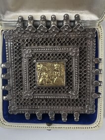 Antique Asian Silver & Gold Large Scale Pendant