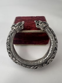 Antique Chinese Double Dragon Bangle Bracelet