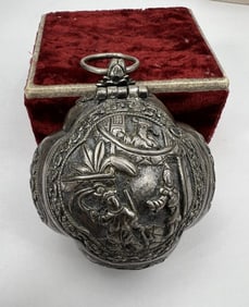Antique Chinese Silver or Asian Betel Box Pendant
