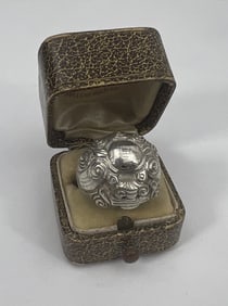 Antique Chinese Silver Figural Foo Dog Ring
