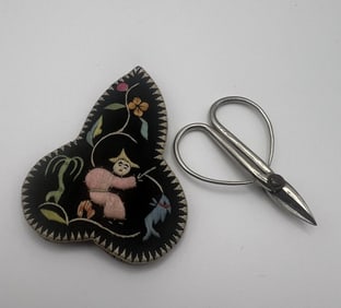 Antique Chinese Silk Embroidered Case for Scissors