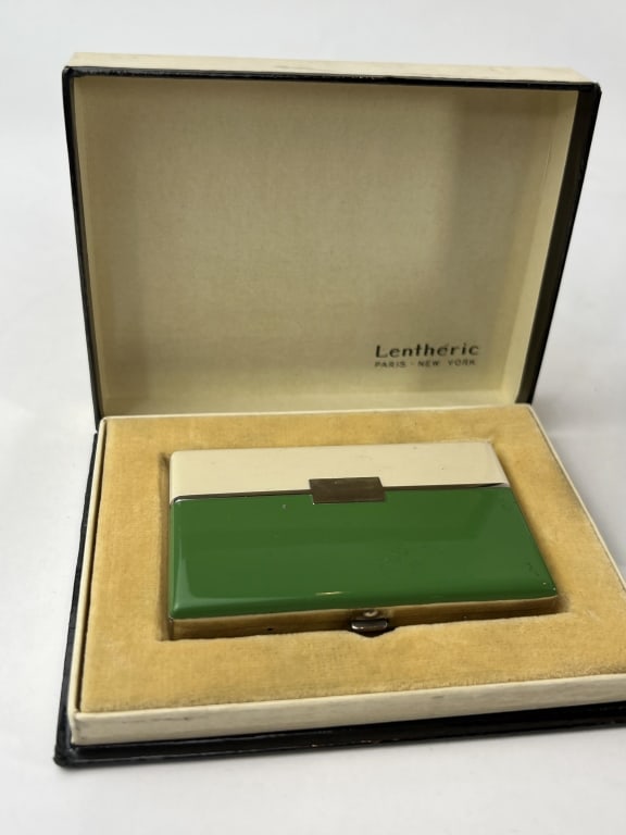 Antique French Art Deco Enamel Compact in Box (1 of 9)