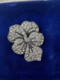 Antique Sterling Silver & Paste Pansy Brooch