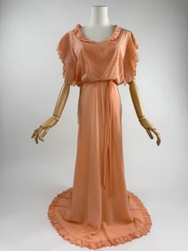 Vintage 1930s Pink Silk Deco Pleated Slip Dress