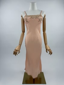 Vintage 1930s Pink Silk Lace Lingerie Slip Dress