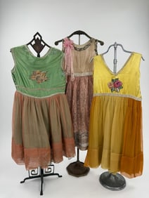 Collection of 3 1930s Lamé Girl's Costume Dresses