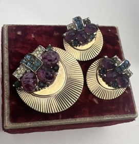 Boucher Costume Jewelry Demi Parure Rhinestone Set