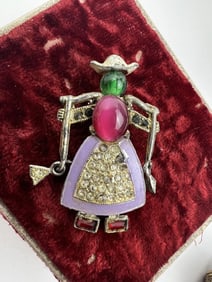 Vintage DuJay Figural Jelly Belly Costume Brooch