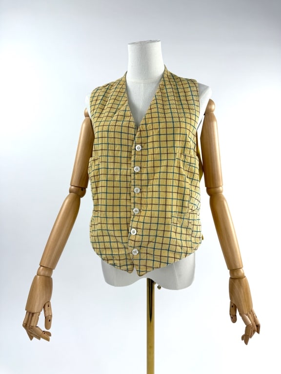 Vintage 1950s McGregor Yellow Plaid Corduroy Vest (1 of 9)
