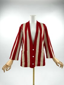 Antique 1920s Red & White Stripe Wool Knit Sweater