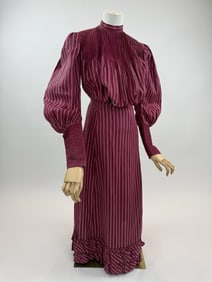 Antique 1900s Red Cotton Calico 2 Pc Dress Set