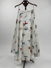 Vintage 1950s Cotton Clown Print Circle Skirt