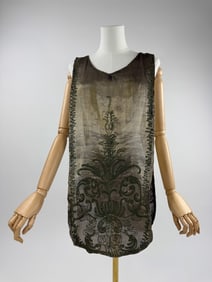 Antique 1900s Green Lamé Soutache Tabard Top