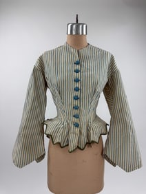 Antique 1860s Silk Stripe Pagoda Sleeve Blouse