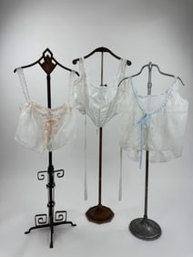 Collection of 3 Antique White Cotton Corset Covers
