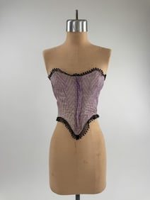 Antique 1860s Cotton Lace Trim Swiss Waist Corset