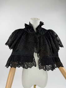 Antique 1890s Black Lace Beaded Mourning Cape