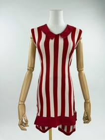 Antique 1920s Red & White Stripe Knit Bathing Suit
