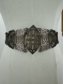 Antique 1900s Art Nouveau Silver Plate Belt