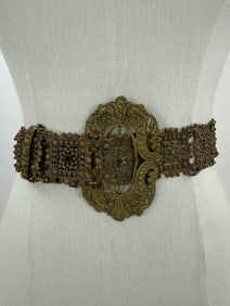Antique 1900s Metal Filigree Buckled Belt