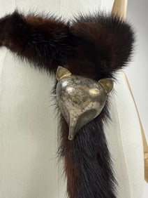 Vintage Figural Sterling Silver & Mink Fur Belt