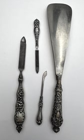 Four Antique 19th Century Sterling Vanity Items