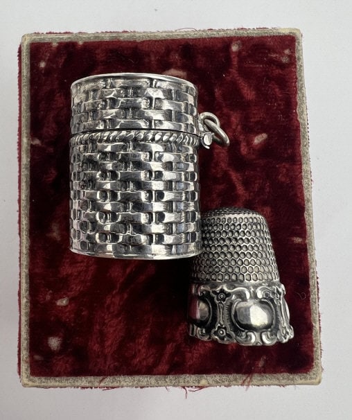 Sterling Silver Thimble Case Chatelaine Pendant (1 of 8)