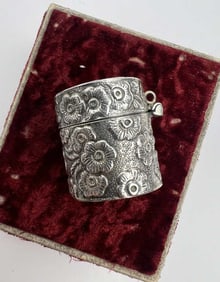 Sterling Silver Thimble Case Chatelaine Pendant